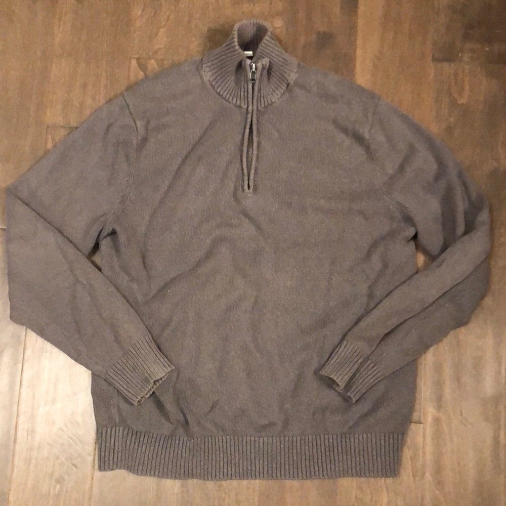 GAP Men's 1/4 zip Gray Sweater 100% cotton
